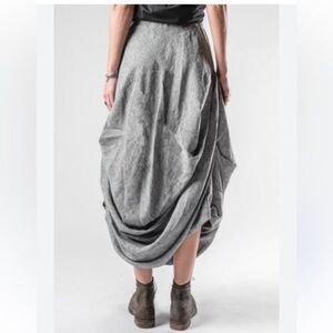 Nasim Akhavan Pleated Ruched Asymmetrical Maxi Skirt Grey